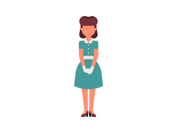Lady with maid uniform  Illustration
