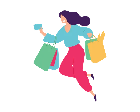 Lady with shopping bags Illustration