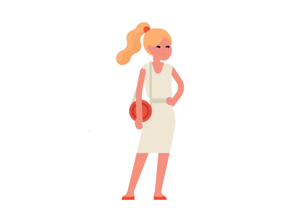 Lady with shoulder purse  Illustration