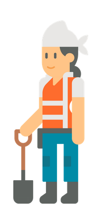 Lady worker holding shovel  Illustration