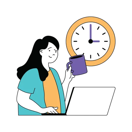 Lady working in free time  Illustration