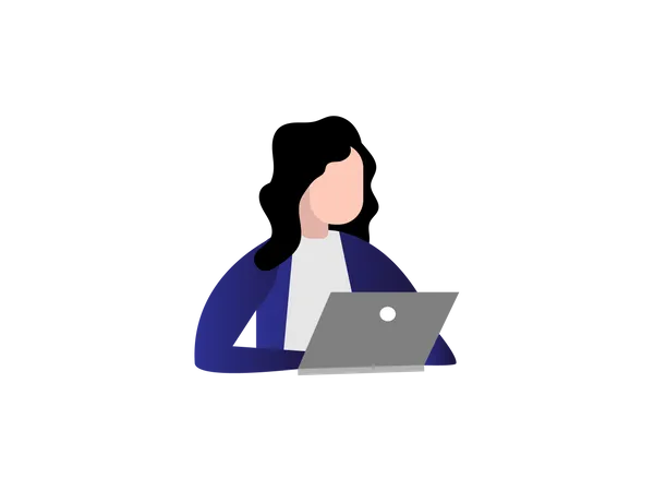 Lady working on Laptop  Illustration