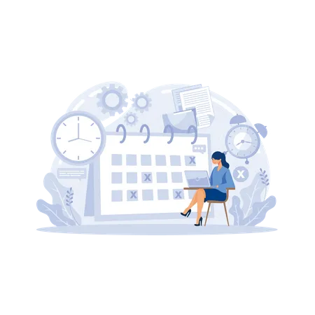 Lady working on project time limit Illustration