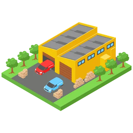 Lager und Lieferwagen  Illustration