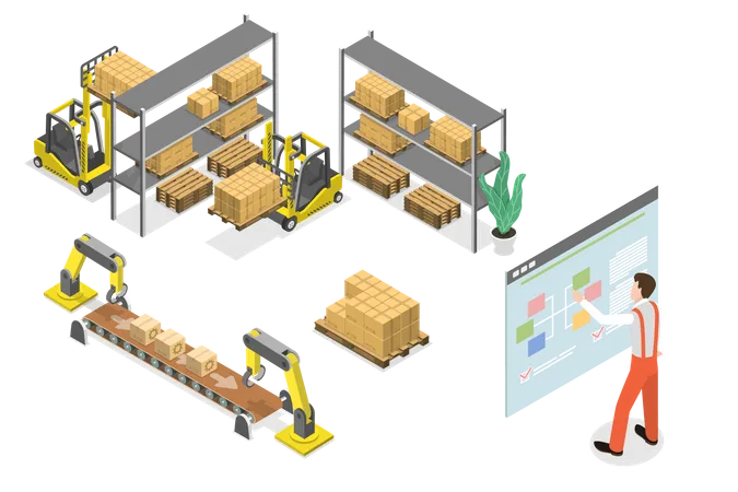 3 D Isometrische Flache Vektor Konzeptdarstellung Der Lagerautomatisierung Logistik Und Distribution Illustration