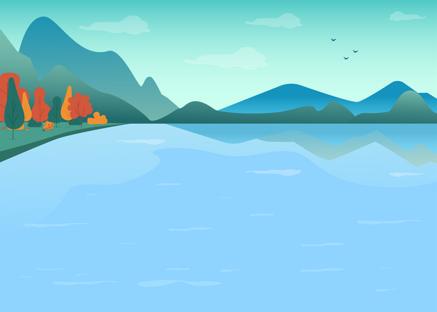 Lago en las montañas  Ilustración