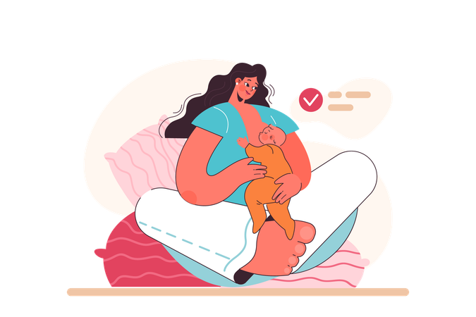 Laid-back for breastfeeding position  Illustration