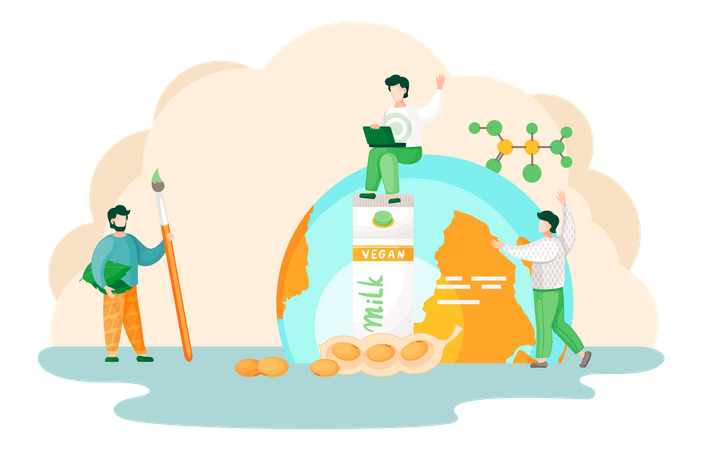 Lait de noix végétalien à base de plantes  Illustration