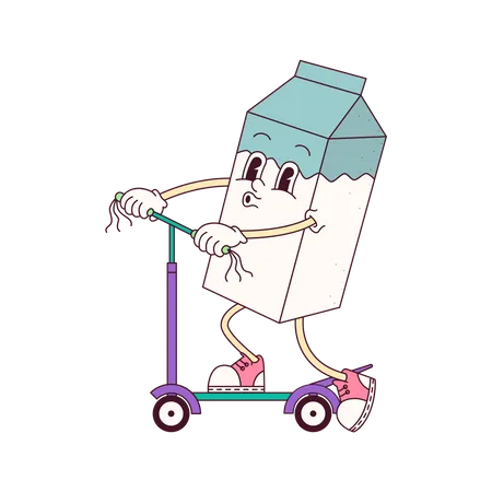 Du lait sur un scooter  Illustration