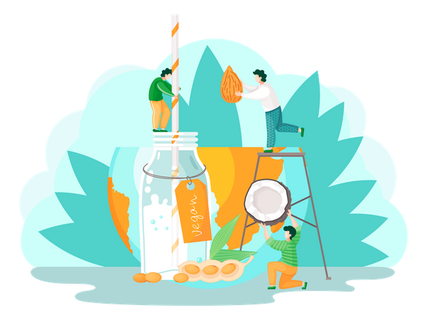 Lait végétalien biologique sain et naturel  Illustration