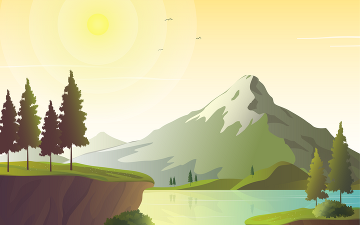 Lake and Mountains  Illustration