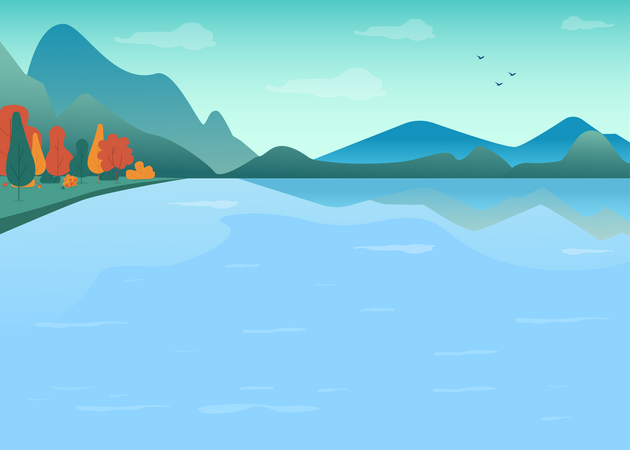 Lake in mountains  Illustration