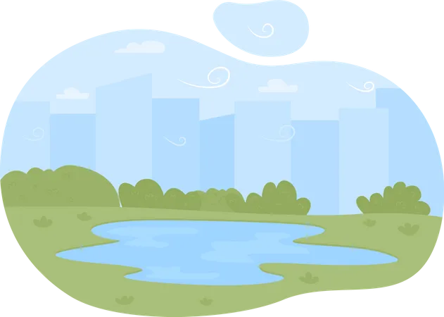 Lake on plains  Illustration