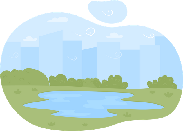 Lake on plains  Illustration