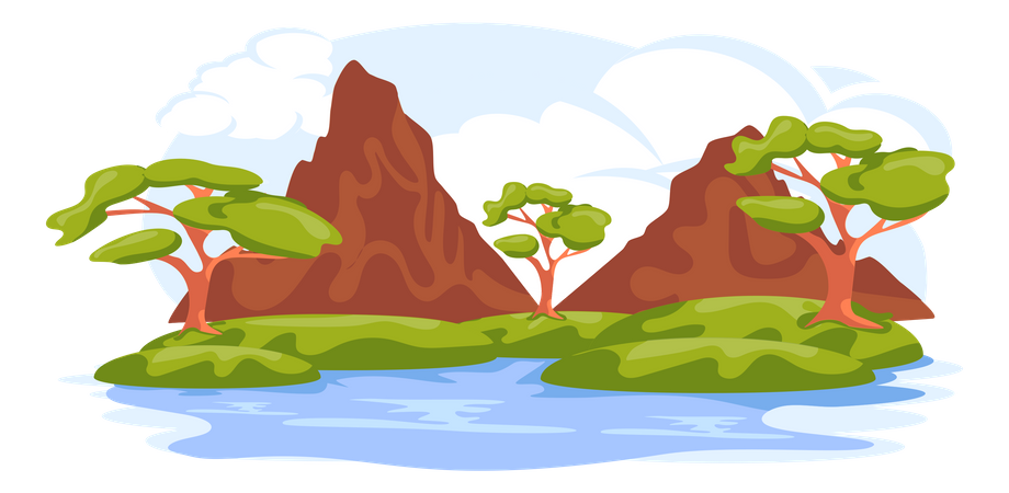 Lakeside Landscape  Illustration