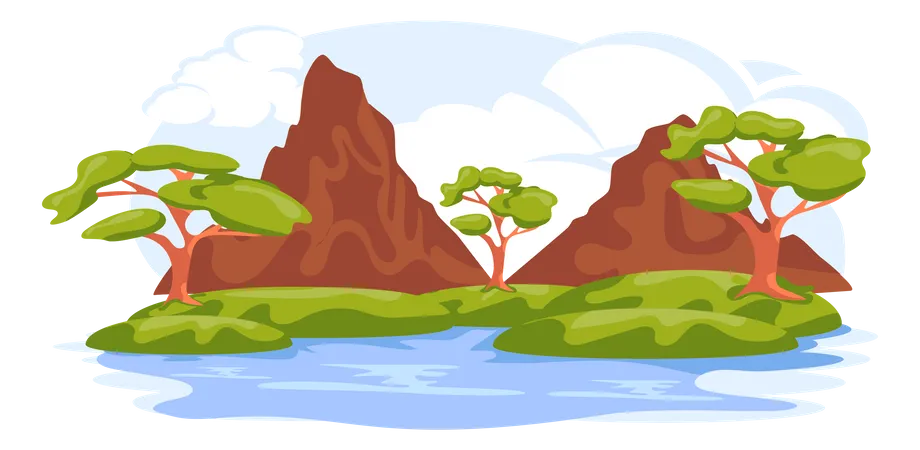 Lakeside Landscape  Illustration