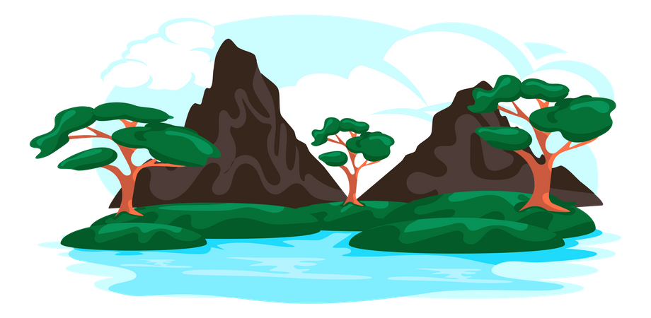 Lakeside Landscape  Illustration
