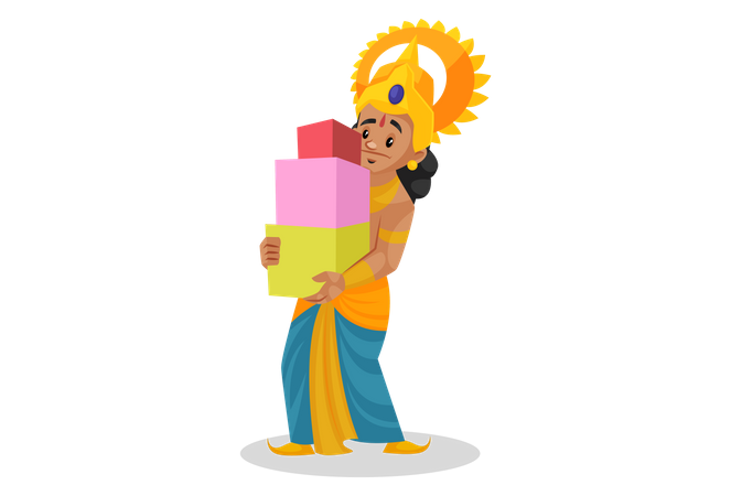 Lakshmana carrying boxes Illustration