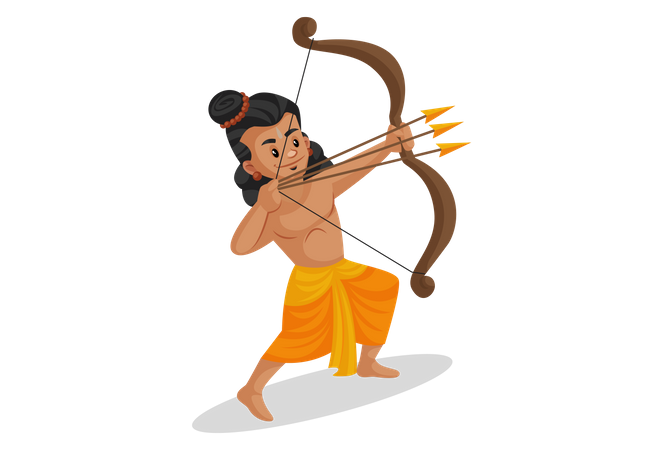 Lakshmana disparando três flechas  Ilustração