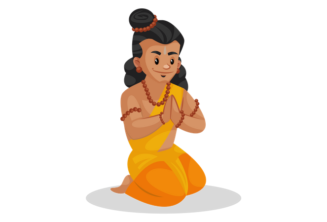 Lakshmana doing worship of god  Illustration