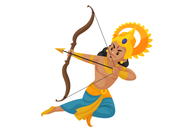 Lakshmana fighting with bow and arrow  Illustration