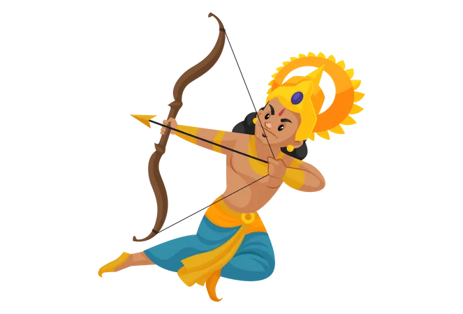 Lakshmana fighting with bow and arrow  Illustration