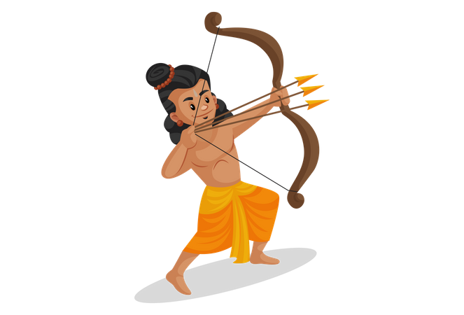 Lakshmana firing three arrows  イラスト