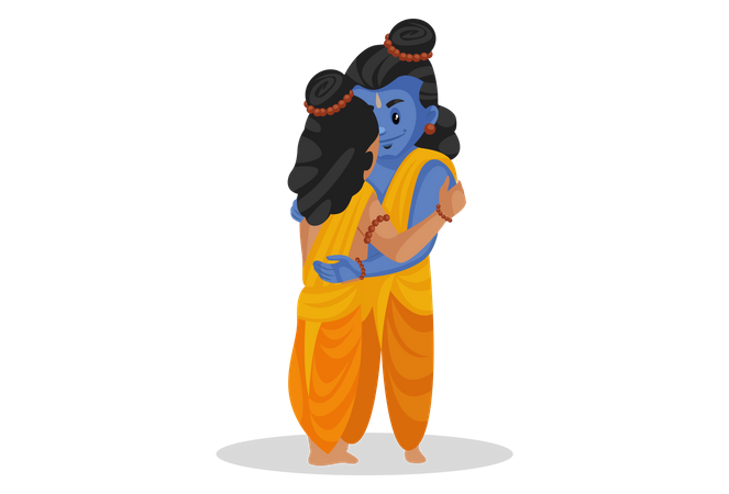 Lakshmana hugging Shree Ram  Illustration