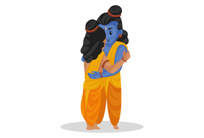 Lakshmana hugging Shree Ram  Illustration