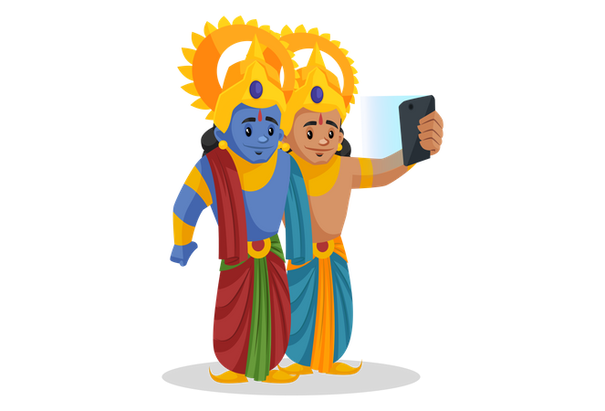 Lakshmana macht ein Selfie mit Shree Ram  Illustration