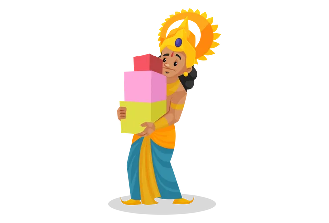Lakshmana llevando cajas  Ilustración