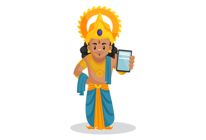 Lakshmana zeigt Handy  Illustration