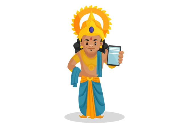 Lakshmana zeigt Handy  Illustration