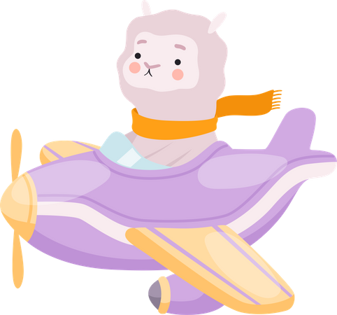 Lamb flying plane  イラスト