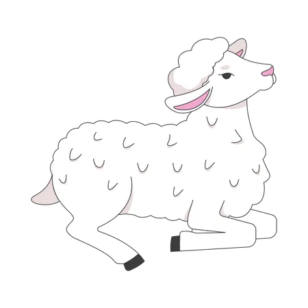 Lamm liegt in friedlicher Pose  Illustration
