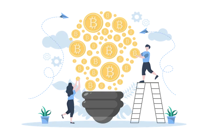 Lamp Mining Bitcoin Cryptocurrency  Illustration