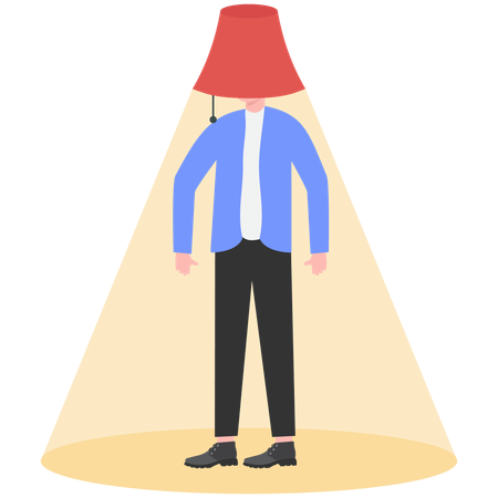 Lamp on businessman head while getting business idea  Illustration