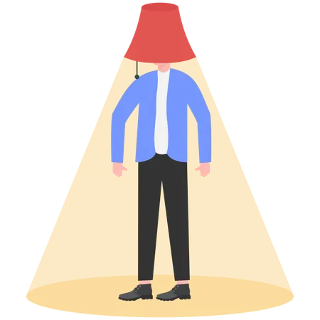 Lamp on businessman head while getting business idea  Illustration