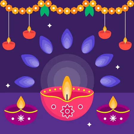 Lâmpada de diwali  Ilustração