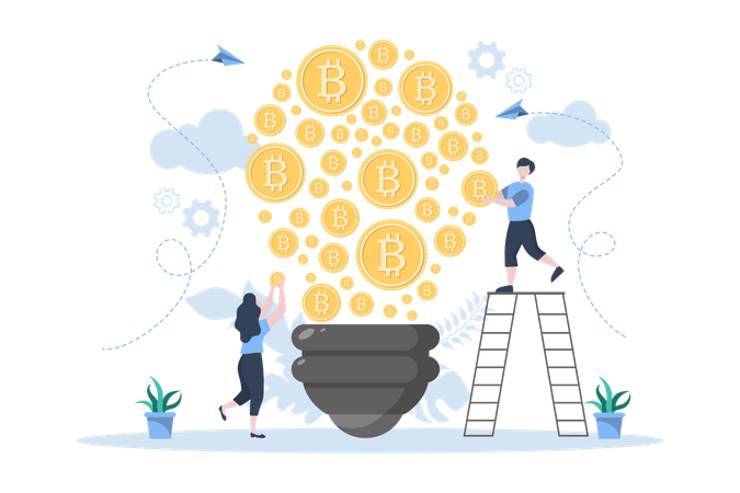 Lampe Mining Bitcoin Crypto-monnaie  Illustration
