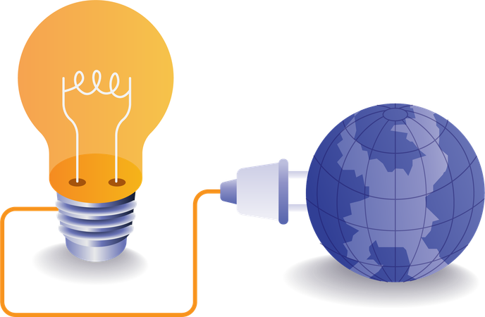 Lumières électriques écologiques à partir d'énergie naturelle  Illustration