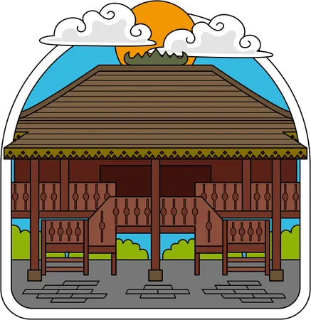 Lampung Traditional House  Illustration