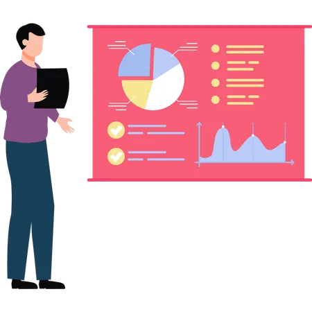 L'analyste commercial travaille sur un graphique  Illustration