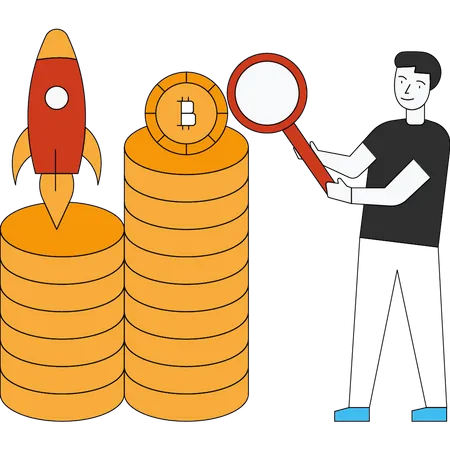 Lançamento da startup Bitcoin  Ilustração