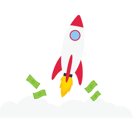 Lançamento de startup de foguete empresarial  Ilustração
