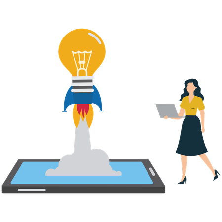 Lancement d'une idée innovante à partir d'un appareil mobile  Illustration
