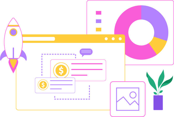 Lanching Digital Business  Illustration