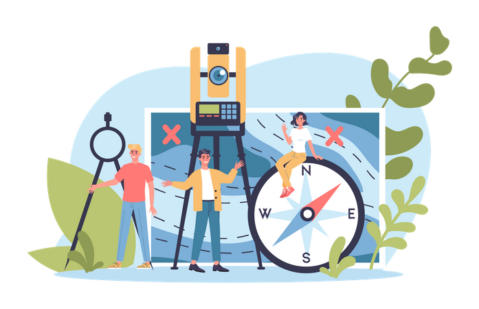 Land surveying technology  Illustration