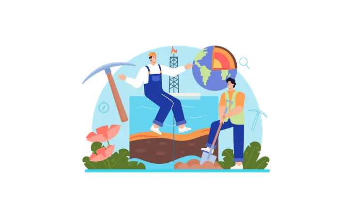 Surveyor Web Banner Or Landing Page Land Surveying Technology Geodesy Science Construction Business Mapmaking And Real Estate Project Flat Vector Illustration イラスト