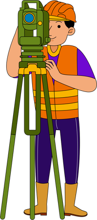 Land Surveyor doing survey  Illustration